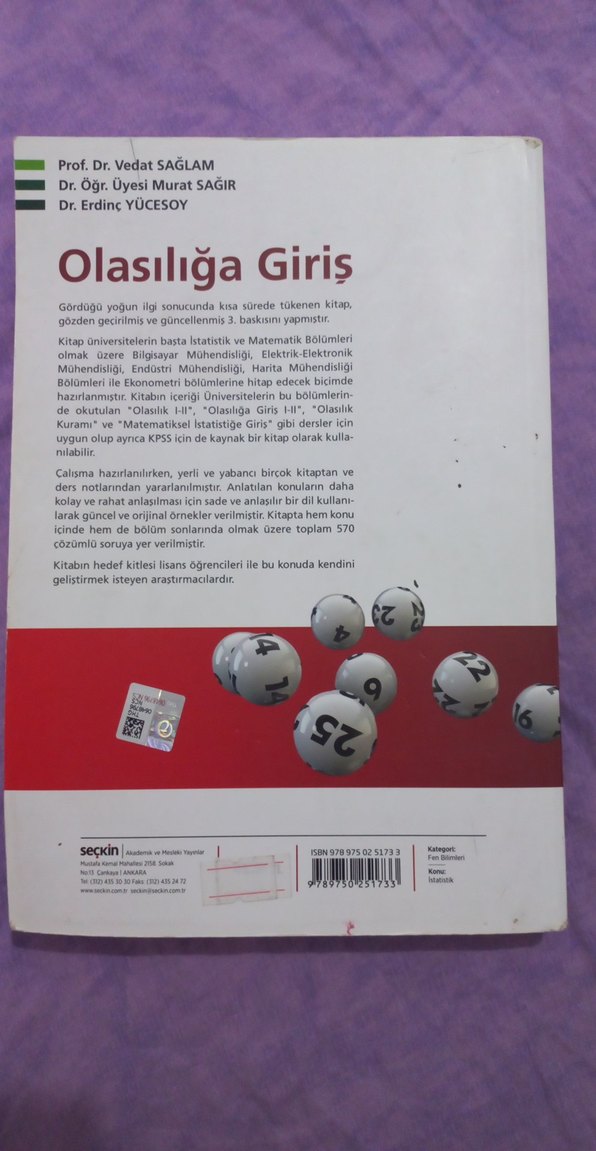 Olasılığa Giriş Kitabı - Seçkin Yayınları - Görsel 2