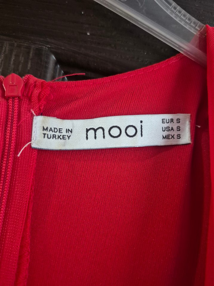 Uzun Kollu Kırmızı Drapeli Kadın Abiye Elbise - Görsel 3