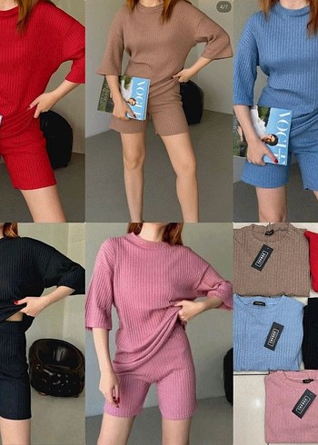 Kadın Pastel Renkli Örgü Mini Takım