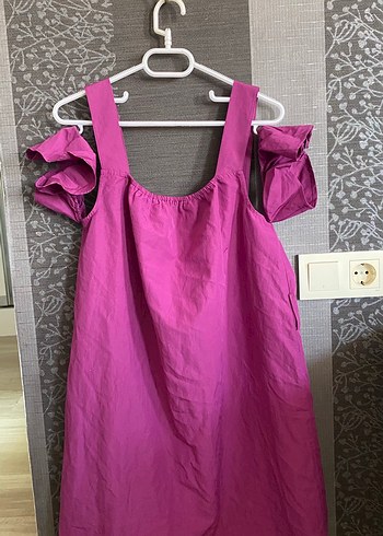 Trendyol & Milla Düğmeli Mor Midi Straplez Elbise