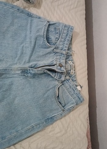 Kadın Mavi Denim Bol Kesim Midi Jean - Görsel 3