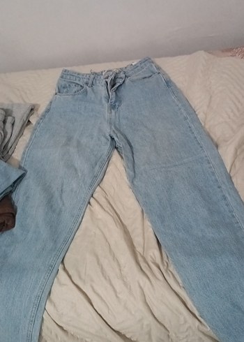 Kadın Mavi Denim Bol Kesim Midi Jean - Görsel 2