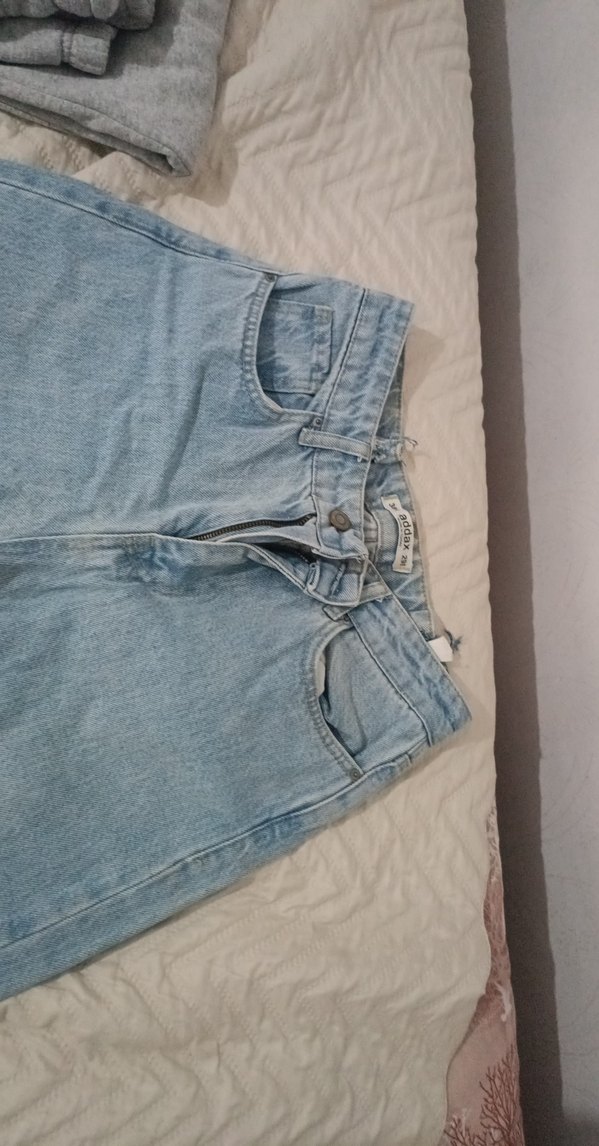 Kadın Mavi Denim Bol Kesim Midi Jean - Görsel 3