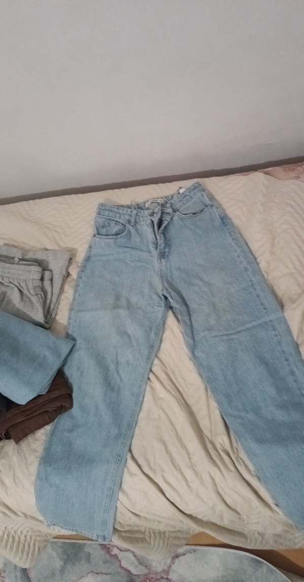 Kadın Mavi Denim Bol Kesim Midi Jean - Görsel 4