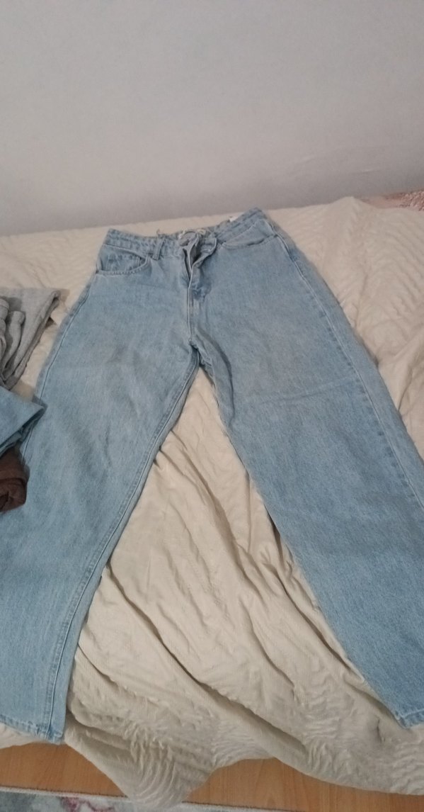 Kadın Mavi Denim Bol Kesim Midi Jean - Görsel 2