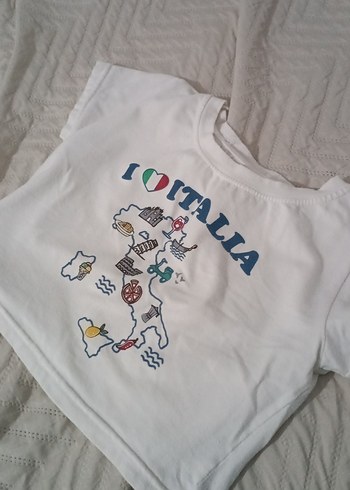 Beyaz Kız Çocuk İtalya Baskılı Tişört - Görsel 2