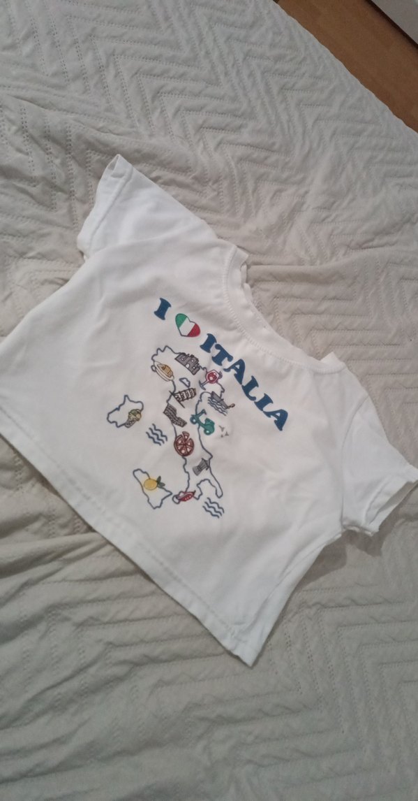 Beyaz Kız Çocuk İtalya Baskılı Tişört - Görsel 4