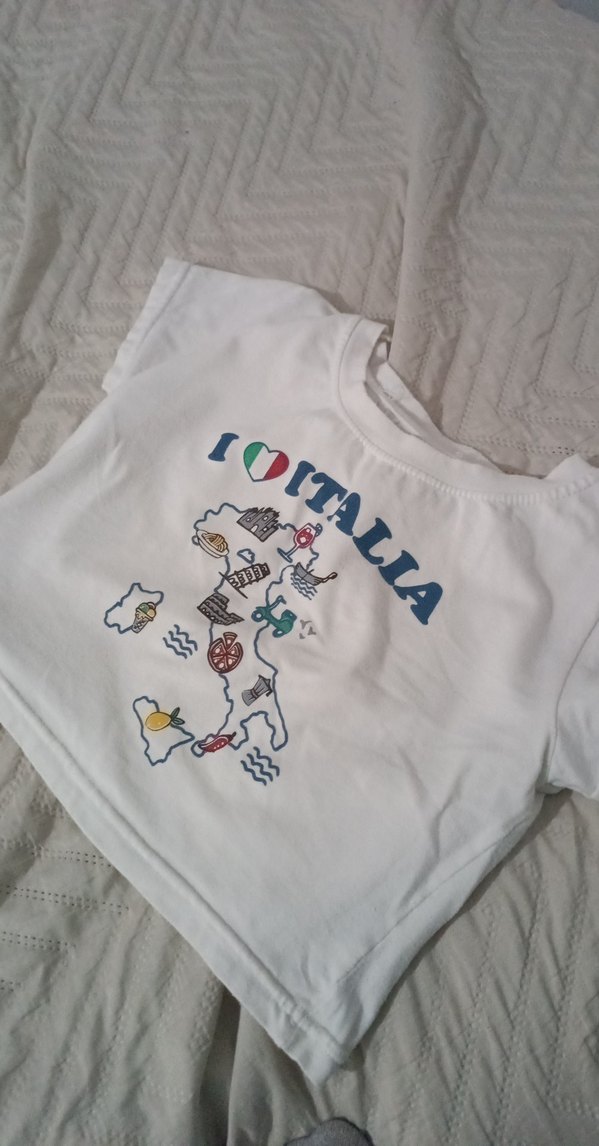 Beyaz Kız Çocuk İtalya Baskılı Tişört - Görsel 2