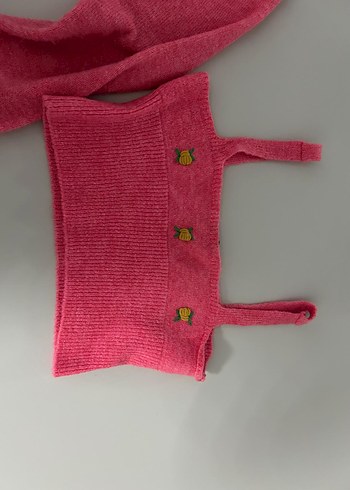 Standart Beden Beden Kız Çocuk Pembe Nakışlı Düğmeli Hırka