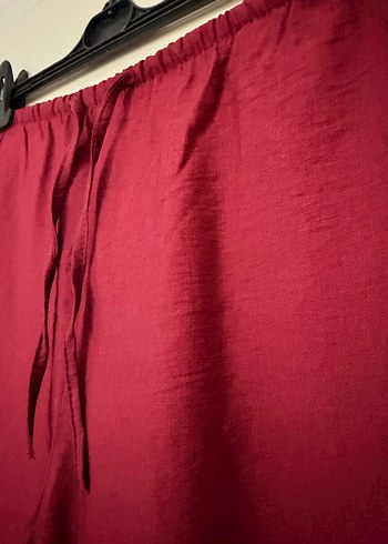 Bordo Saten Kumaş Kadın Pantolon - Görsel 2