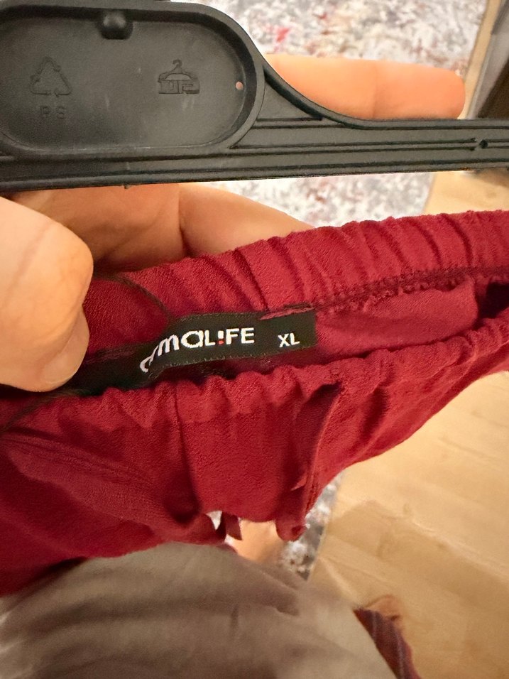 Bordo Saten Kumaş Kadın Pantolon - Görsel 4