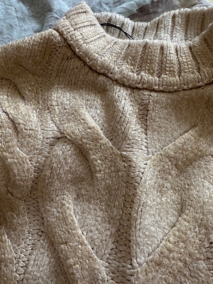 Bohem Tarz Gri Bej Triko Kadın Kazak - Görsel 2