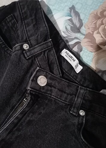 pull and bear bel detaylı siyah renk bol jean