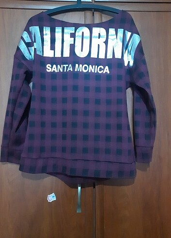 Ekose Kayık Yaka Sweatshirt