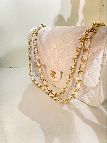Chanel jumbo boy beyaz renk çanta