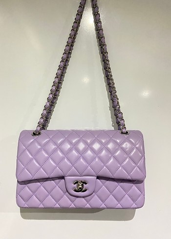 Chanel lila renk Zincir Detaylı Pastel Mor Kadın Deri Çanta