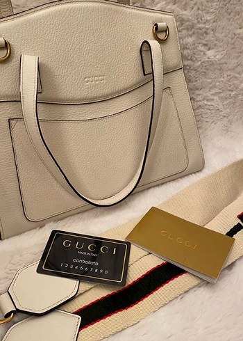 Beyaz Deri Gucci Kadın Çanta - Görsel 4