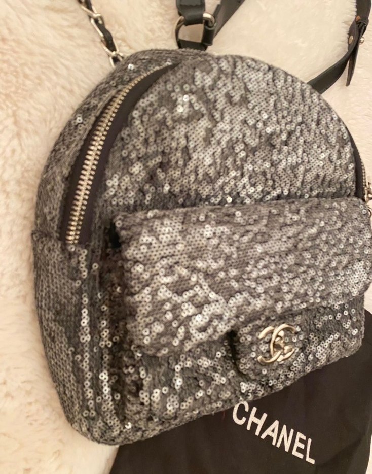 Chanel payetli mini sırt Çantası - Görsel 4