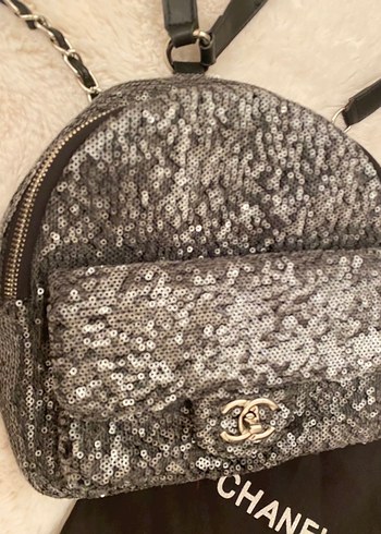 Chanel Gri Payetli Kadın Sırt Çantası - Görsel 10