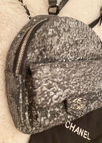 Chanel Gri Payetli Kadın Sırt Çantası - Görsel 6