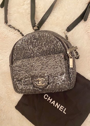 Chanel Gri Payetli Kadın Sırt Çantası - Görsel 7