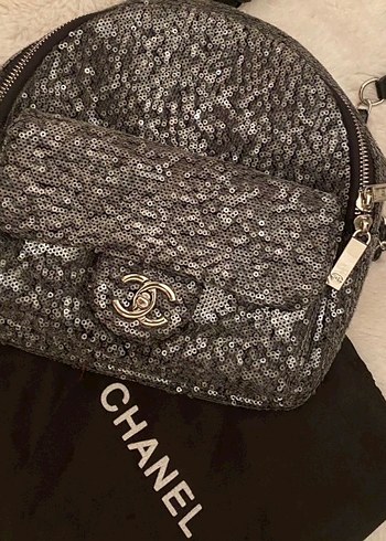 Chanel Gri Payetli Kadın Sırt Çantası - Görsel 4