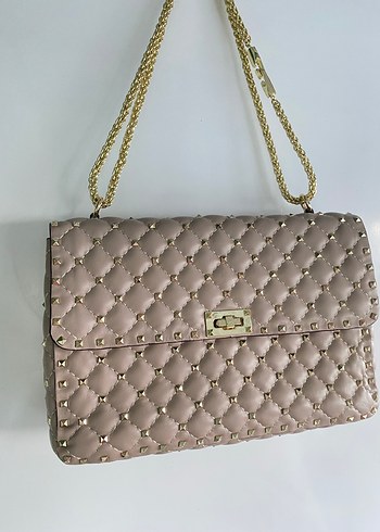 Valentino Zincir Detaylı Bej Deri Kadın Çanta - Görsel 3
