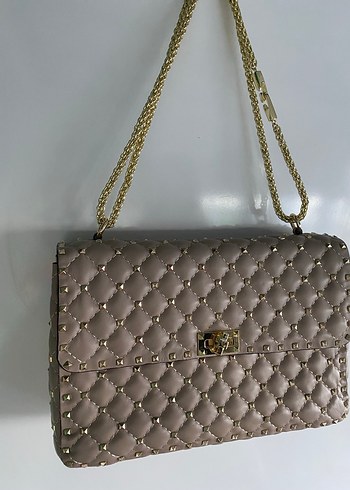 Valentino Zincir Detaylı Bej Deri Kadın Çanta - Görsel 18