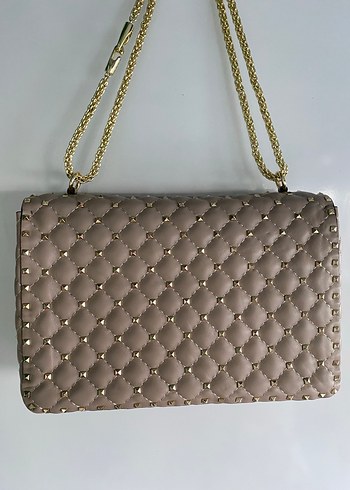 Valentino Zincir Detaylı Bej Deri Kadın Çanta - Görsel 15