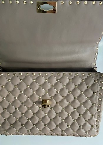 Valentino Zincir Detaylı Bej Deri Kadın Çanta - Görsel 5