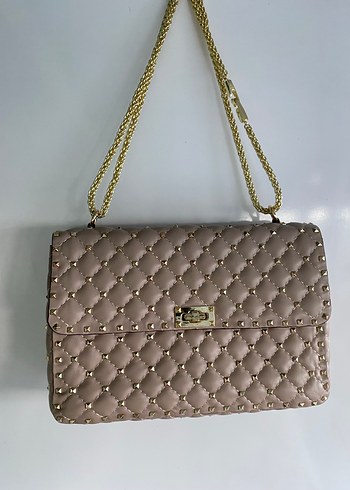Valentino Zincir Detaylı Bej Deri Kadın Çanta - Görsel 2