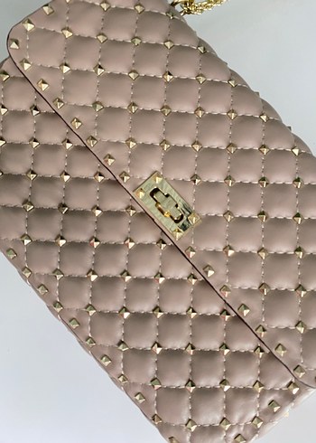 Valentino Zincir Detaylı Bej Deri Kadın Çanta - Görsel 6