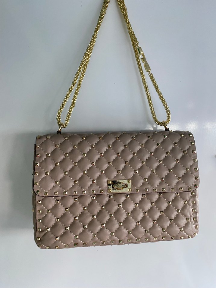 Valentino Zincir Detaylı Bej Deri Kadın Çanta - Görsel 2