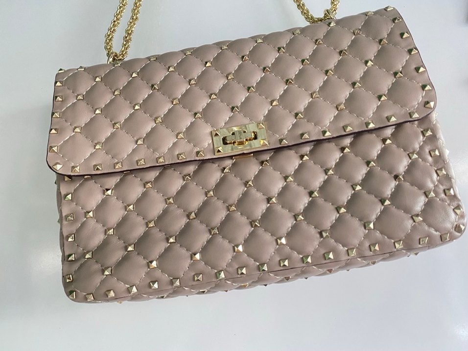 Valentino Zincir Detaylı Bej Deri Kadın Çanta - Görsel 4