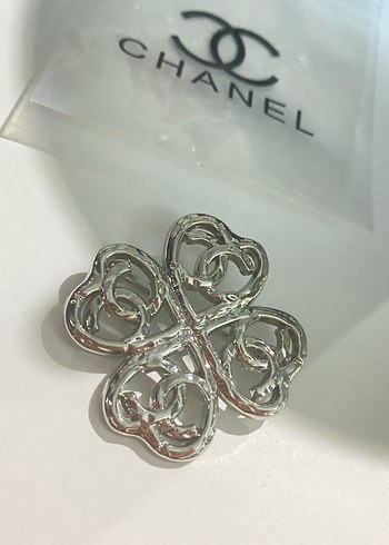 Beden Chanel Gri Altın Renkli Çiçek Broş