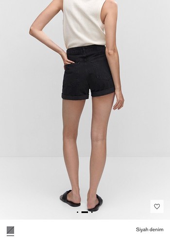 Mango siyah kot şort - Görsel 8