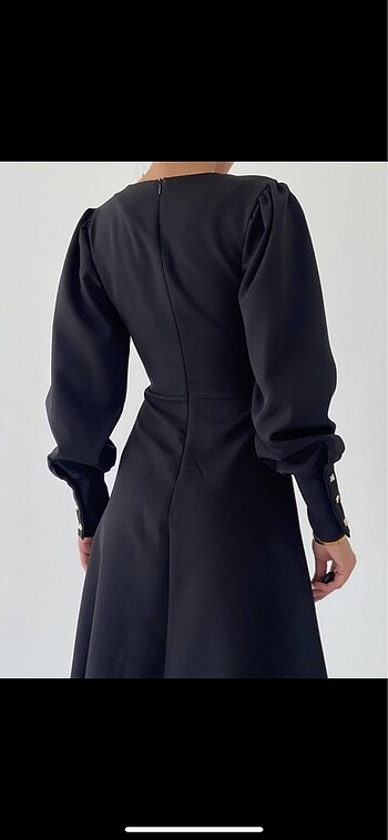 Zara Siyah midi elbise