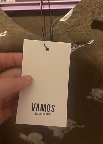 Düğmeli, Kısa Kollu, Baskılı Kahverengi Gömlek - Görsel 5