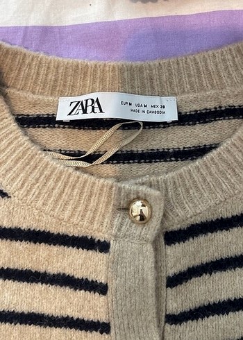 Zara Düğmeli Çizgili Kadın Hırka
