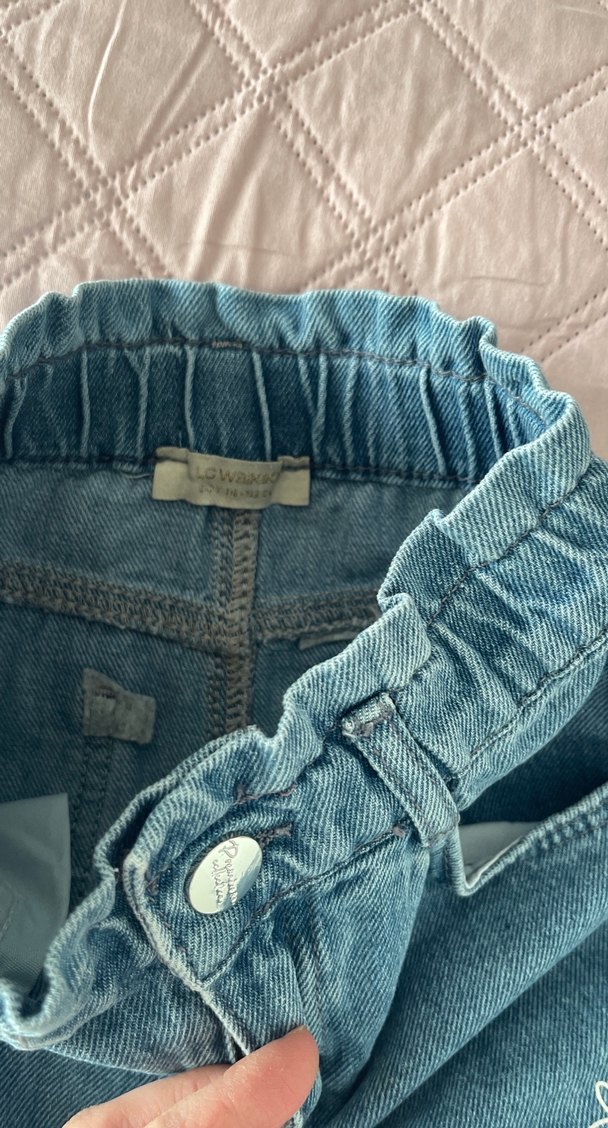 Nakışlı, Fırfırlı Mavi Kız Kot Etek - Görsel 2