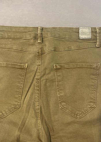 Düğmeli Bej Kadın Süet Pantolon - Görsel 3