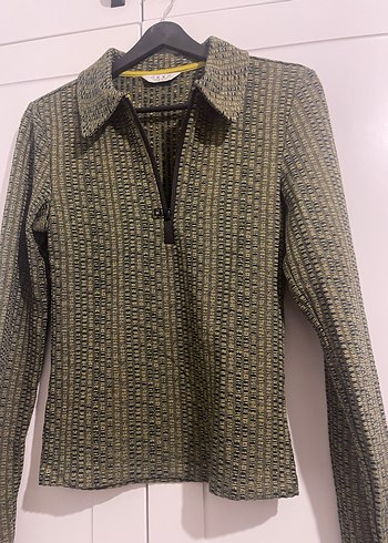 Gri Yılan Desenli Kadın Triko Sweatshirt - Görsel 2