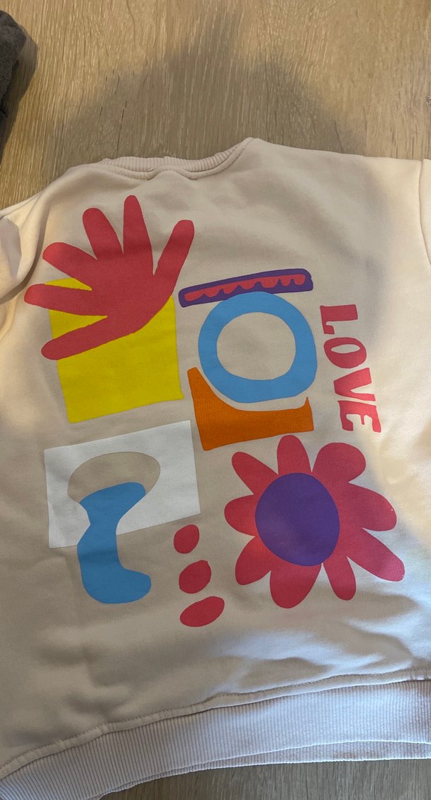 Baskılı Beyaz Hamile Tişörtü, Uzun Kollu, Rahat Kesim - Görsel 3