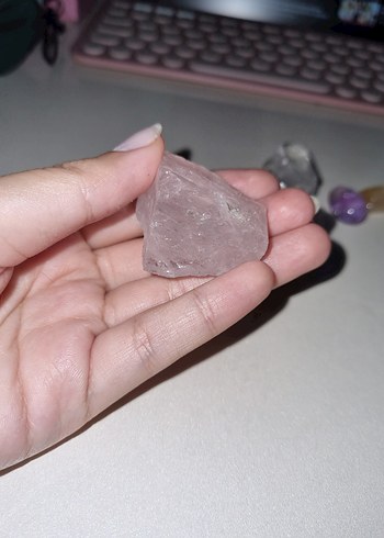 pembe kuvars kristal doğal taş - Görsel 2