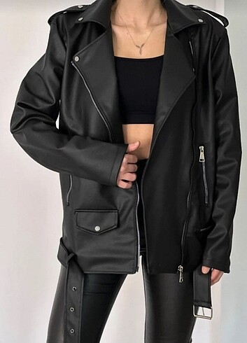 l Beden Oversize kadın deri ceket