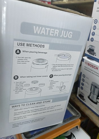 Gri Su Sürahisi 9,5 litre iç dış çelik termos su termosu