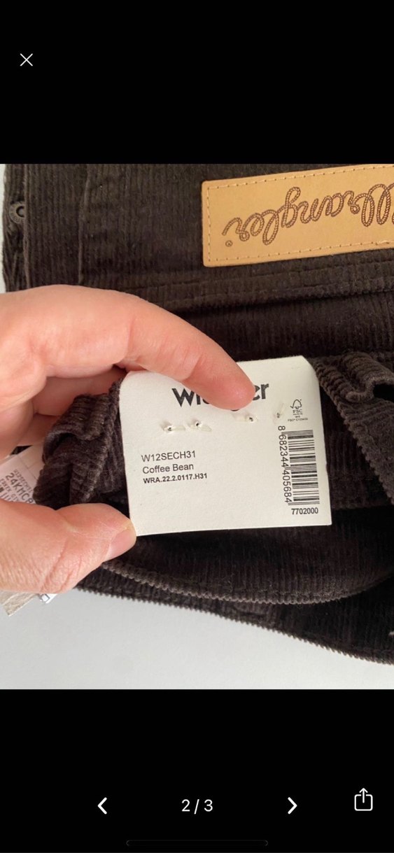 Kahverengi Kadife wrangler Jean — görsel 2/3