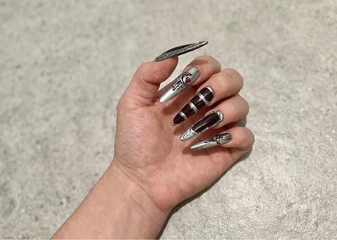 Dark red jel destekli takma tırnak - Görsel 5