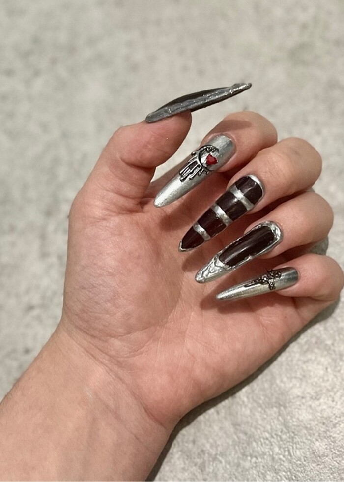 Dark red jel destekli takma tırnak - Görsel 5