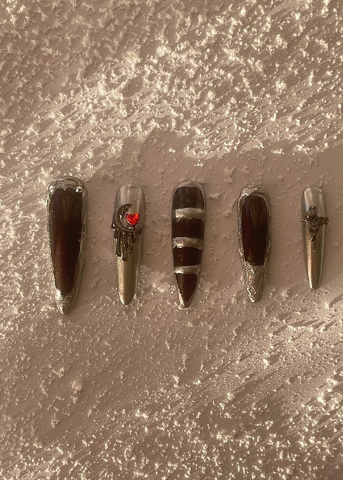 Dark red jel destekli takma tırnak - Görsel 2